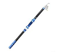 Canne à pêche télescopique compacte pour le surf en mer, canne extensible de 1,8 à 2,7 m, taille fermée de 45 cm, fibre de verre solide pour rocher et rivage (2,4 bleu)