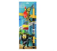 Canne à pêche télescopique de 1,8 m, moulinet à 3 roulements à billes, flotteur, leurres, bobine de rapport de vitesse 5.2:1, pour voyage, surf, eau salée et eau douce (jaune)