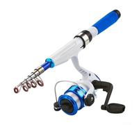 Canne à pêche télescopique et moulinet pour Combo 1,2 m Portable Spin Kit avec poignée EVA pour voyage en eau douce (1 ensemble, bleu)