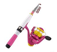 Canne à pêche télescopique et moulinet pour Combo 1,2 m Portable Spin Kit avec poignée EVA pour voyage en eau douce (1 ensemble rose)