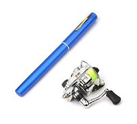 Canne à pêche télescopique pliable de poche avec moulinet Combo Pen Kit de pêche pour eau douce et salée - Léger et portable - Avec tige en verre et acier - Coque en alliage d'aluminium
