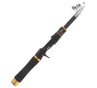 Canne à Pêche Télescopique Pliable Noire en Fibre de Verre et Carbone | 6 Sections, 34cm Repliée, Poignée Ergonomique, pour Pêche aux Leurres en Rivière