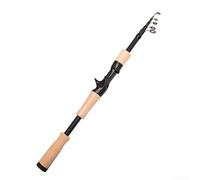 Canne à pêche télescopique portable avec poignée droite et coulée pour pêche à la truite d'eau douce, 1,5 m à 2,1 m de long, marron (E)