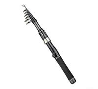 Canne à pêche télescopique portable en carbone avec porte-moulinet sécurisé et pointe sensible pour mini canne à pêche en mer Finition noire réglable de 1,5 m à 2,4 m pour pêche en eau salée (2,1 m)