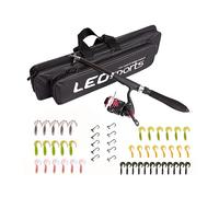 Canne à pêche télescopique portable, kit complet de canne à pêche télescopique de 1,3 m et moulinet, ensemble de canne à pêche de voyage, ensemble de canne à pêche avec moulinet de spinning avec