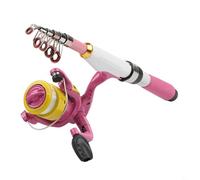 Canne à pêche télescopique pour mini voyage avec poignée en EVA et support de moulinet pliable pour main gauche ou droite (rose)