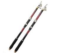 Canne à pêche télescopique Professionnelle en Fiber de Carbone 2.1 3.6M, Accessoire Spinning Portable for Voyage, Bateau mer, Roche(Red,2.7 Meter)