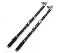 Canne à pêche télescopique Professionnelle en Fiber de Carbone 2.1 3.6M, Accessoire Spinning Portable for Voyage, Bateau mer, Roche(Black,2.7 Meter)