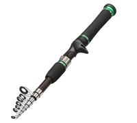 Canne à Pêche Télescopique Voyage 1.5-2.4m Mini, Poignée Alliage Aluminium Spinning FRP Ultralégère Portable Activités de Plein air(Casting Green,2.1 m)