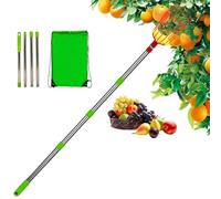 Canne à récolter des pommes avec panier - Récolteuse à fruits télescopique en acier inoxydable avec panier - Porte-fruits amovible et antirouille pour poire, orange, citron, prune, albi