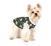 Canne à Sucre de Noël en Pain d'épices sur Fond Vert,T-Shirt sans Manches en Coton pour Animaux de Compagnie, Gilet Respirant, Extensible et Doux,S