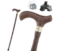 Canne Ancienne en Bois Massif, Poignée Ergonomique Antidérapante Résistante à L'usure et Portable Destinée aux Personnes Âgées Accessoire Élégant pour Gentilshommes
