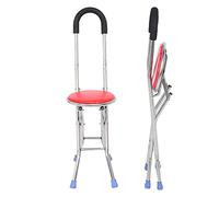 Canne avec Siège, Chaise en Acier Inoxydable, Canne à Pied, Chaise à Quatre Pieds, Béquille Pliante, Tabouret, Canne de Marche