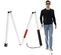 Canne Blanche Pliante En Aluminium, 124cm Bâton De Marche Pliable, Béquille Pliante Et Réfléchissante, Pliable Portable Guide Anti Choc Canne De Marche Pour Aveugles Et Les Malvoyants