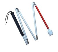 VISIONU Canne Blanche Pliante en Aluminium 5 Sections avec Boule Tournante à roulement (110 cm (43.3 inch)- Noir Poignée)