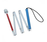Canne Blanche Pliante en Aluminium 6 Sections avec Boule Tournante à Roulement (145cm (57.1 inch), Bleu Poignée)