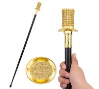 Canne d'art en Pierres Précieuses de Style Britannique, Canne Élégante Ornée de Bijoux, Poignée Droite Décorative pour Hommes et Femmes, Accessoire de Costume de Cosplay(Bro-Gold)