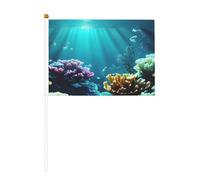 Canne de drapeau portable avec impression de paysages sous-marins, décoration d'événements, utilisation polyvalente, activités de groupe