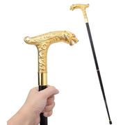 Canne de Marche à Tête de Léopard, Canne Décorative à Tête de Léopard Avec Embout Antidérapant Amovible, pour Collection de Cosplay ou Décoration 92 Cm(Gold)