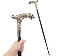 Canne de Marche à Tête de Léopard, Canne Décorative à Tête de Léopard Avec Embout Antidérapant Amovible, pour Collection de Cosplay ou Décoration 92 Cm(Black Gold)
