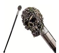 Canne de Marche à Tête de Mort Vissée, Canne de Luxe pour Homme et Femme Antidérapante et Amovible, pour Cosplay Style Vintage et Fêtes 94 Cm