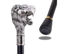 Canne de Marche à Tête de Tigre Argentée, Canne de Luxe pour Hommes et Femmes, Antidérapante Amovible pour Cosplay et Fêtes Style Vintage 93 Cm