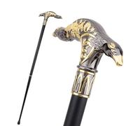 Canne de Marche Aigle Noir et Or, Canne de Luxe pour Hommes et Femmes, Sceptre Amovible Antidérapant pour Cosplay et Fêtes Style Vintage 93 Cm