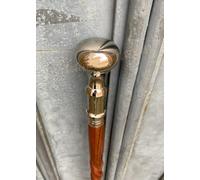 Canne de marche argentée et marron, élégante canne torsadée, canne vintage en bois et métal