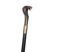 Canne de marche avec poignée cobra en métal - Accessoire de costume gothique steampunk - Accessoire de costume pour homme et femme