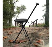 Canne de marche avec siège, base pliable, capacité de charge 250 kg, unisexe, tabouret canne pour adultes et patients en rééducation, hauteur réglable de 8 cm