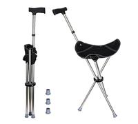 Canne de marche avec siège, réglable en hauteur de 80 à 90 cm, trépied léger pliable et léger, chaise de béquille, canne et tabouret, capacité de charge 150 kg, convient pour la randonnée, l'alpinisme