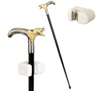 Canne de Marche Black Gold Wolf de 91 Cm Avec Pince, Tête de Loup Décorative Amovible et Antidérapante, pour Collection de Cosplay ou Décoration