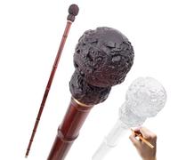 Canne de Marche Décorative en Bois d'une Seule Pièce, en Forme de Tornade et de Graminée, de Couleur Marron, avec Une Croix Décorative, pour Halloween Cosplay Fêtes Costumées et Jeux de Rôle