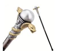 Canne de Marche Double Tête de Serpent en Résine Dorée, Canne de Luxe Pour Homme et Femme Antidérapante et Amovible Style Cosplay Vintage 94 Cm