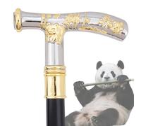 Canne de Marche en Alliage d'Aluminium avec Forêt de Bambou et Panda pour Hommes et Femmes, Canne Métallique Gothique Décorative et Ornée avec Manche Ergonomique pour Personnes Âgées