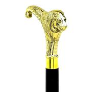 Canne de marche en bois avec poignée en forme de tête de lion - Pour homme et femme - Poignée en laiton - 91 à 94 cm