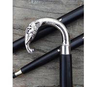 Canne de marche en bois avec poignée en laiton sculptée pour éléphant