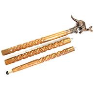 Canne de marche en bois avec poignée en spirale Marron 94 cm