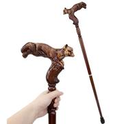 Canne de Marche en Bois en Forme de Renard, Avec Poignée Ergonomique et Embout en Caoutchouc Antidérapant, pour Homme et Femme 96 Cm