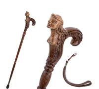 Canne de Marche en Bois Style Prince, Canne de Gentleman 37 Pouces, Poignée Ergonomique et Embout Caoutchouc Antidérapant Amovible, Unisexe