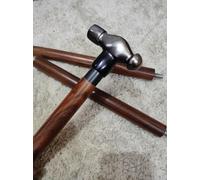 Canne de marche en bois victorienne avec poignée en marteau - Style vintage - 94 cm - Antique/marron