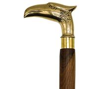 Canne de marche en laiton antique avec poignée en forme de tête d'aigle, canne de marche nautique en bois vintage à collectionner pour homme et femme, 94 cm