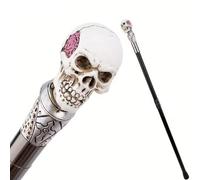 Canne de Marche en Résine à Tête de Mort, Canne de Luxe pour Homme et Femme, Antidérapante Amovible, Style Cosplay Vintage 91 Cm Blanche