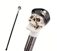 Canne de Marche en Résine Blanche Avec Tête de Mort Noire, Canne de Luxe pour Hommes et Femmes, Sceptre Antidérapant Amovible, Cospaly Vintage Party 94 Cm