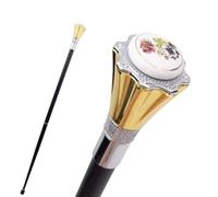 Canne de Marche Golden White Rose, Canne Décorée de Roses Avec Embout Antidérapant Amovible, pour Collection de Cosplay ou Décoration 93 Cm