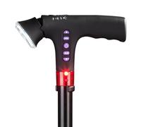 Canne de marche intelligente : canne de mobilité pliable et réglable avec sécurité de sécurité, lampe de poche, radio FM, béquille légère pour personnes âgées, randonnée, voyage, usage