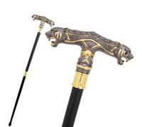 Canne de Marche Léopard à Deux Têtes Noire et Or, Canne de Luxe Unisexe, Sceptre Antidérapant Amovible Style Vintage Cosplay 92 Cm