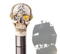 Canne de Marche Musicien Pirate en Alliage d'Aluminium pour Hommes et Femmes, Canne Métallique Gothique Décorative et Ornée avec Manche Ergonomique pour Personnes Âgées