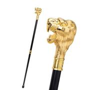 Canne de Marche Pliable en Forme de Tête de Lion Dorée, 93,2 Cm, Idéale pour Les Voyages Idéale pour Les Hommes et Les Femmes