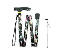 Canne de Marche Pliable Femme,Canne de Marche Fleur Pliante Baton Fleur Luxe Coloured Pliante Walking Stick Canne de Marche Femme Réglable pour Marche Nordique Alpinisme Ski Trekking Fleurs Noir